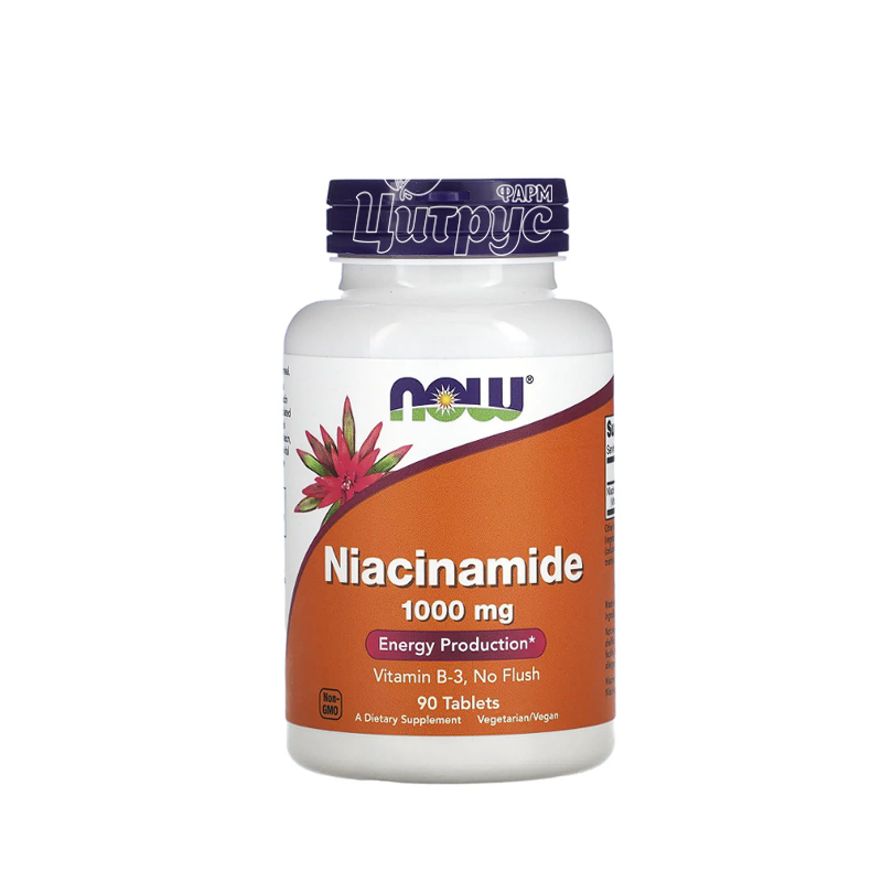 фото 1/Ніацинамід (Вітамін В3) 1000 мг 90 штук Нау Фудс (Niacinamide Now Foods) таблетки