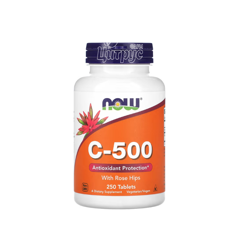 фото 1/Вітамін С-500 з шипшиною 250 штук Нау Фудс (Vitamin C-500 Now Foods) таблетки