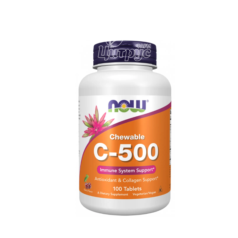 фото 1/Вітамін С-500 100 штук Нау Фудс (С-500 Now Foods) таблетки жувальні зі смаком черешні