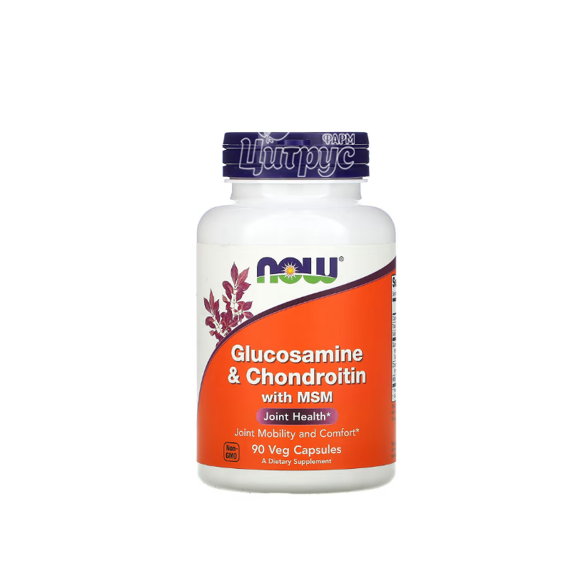 фото 1/Глюкозамін з хондроїтином та МСМ 90 штук Нау Фудс (Glucosamine & Chondroitine MCM Now Foods) капсули вегетеріанські