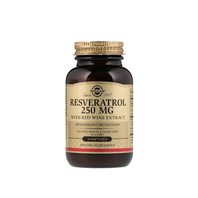 Солгар (Solgar) Ресвератрол 250 мг 30 штук (Resveratrol) гелеві капсули