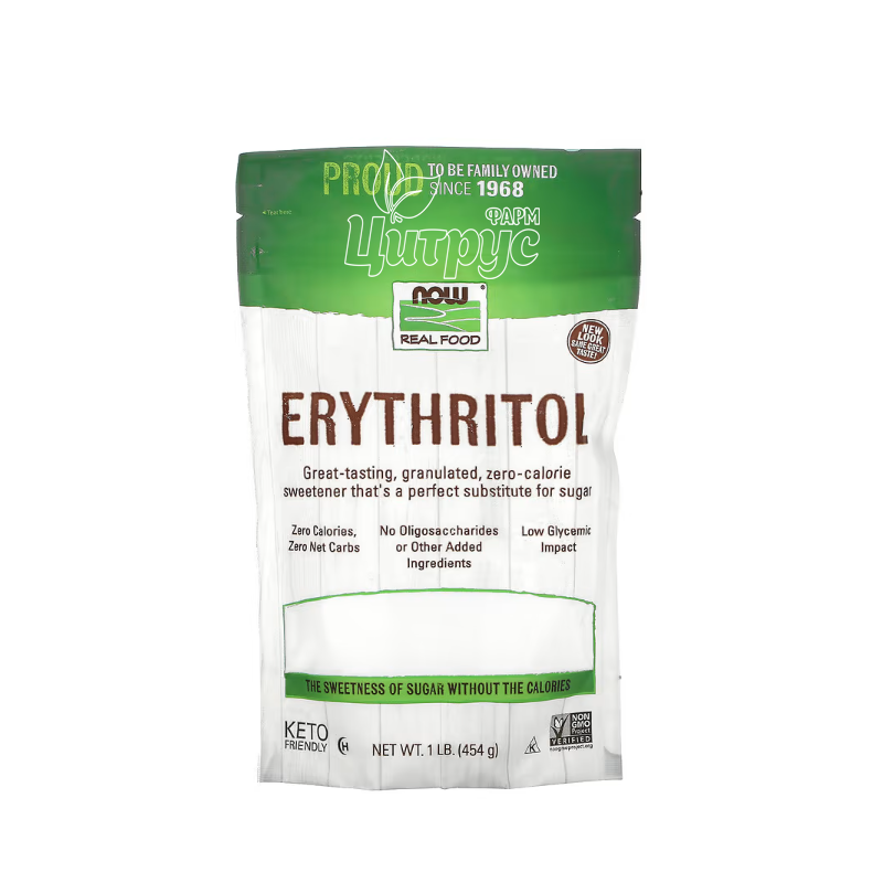 фото 1/Еритритол (цукрозамінник) 454 г Нау Фудс (Erythritol Now Foods) порошок