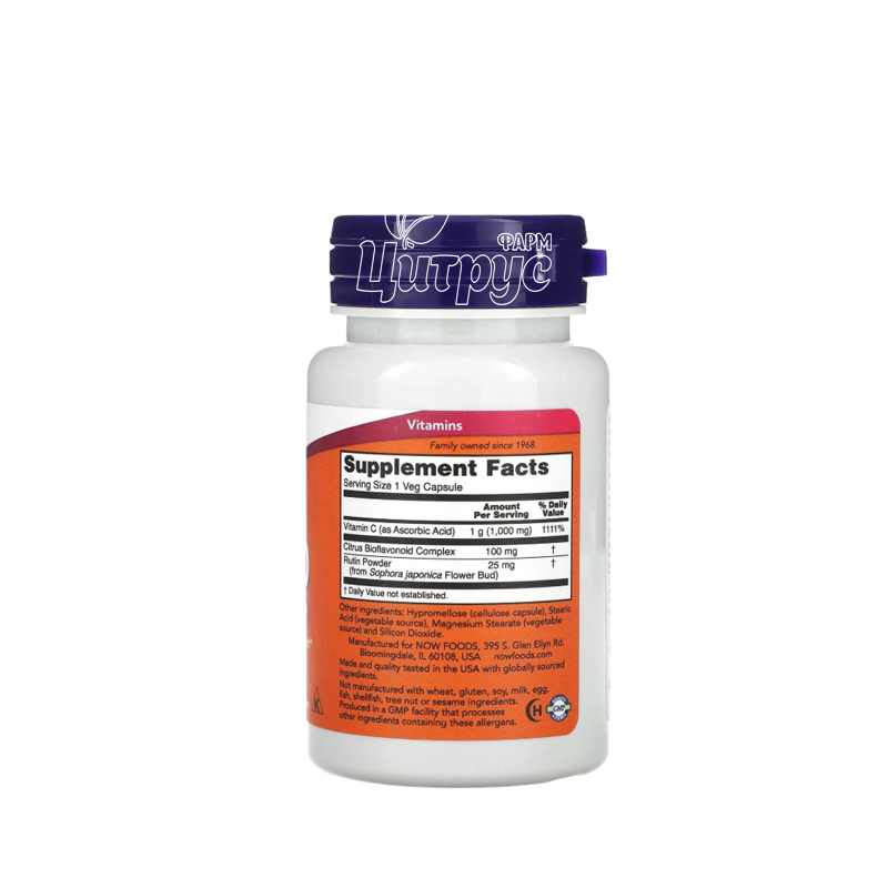 фото 2/Вітамін С-1000 з біофлавоноїдами 30 штук Нау Фудс (Vitamin C-1000 Now Foods) таблетки