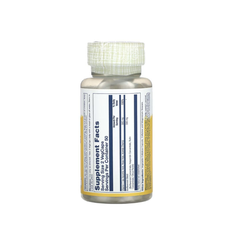 фото 2/Соларей (Solaray) Вітамін С з біофлавоноїдами 1:1 500 мг 100 штук (Vitamin C with bioflavonoid concentrate) веганські капсули