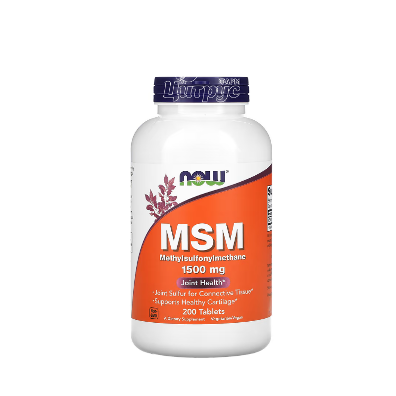 фото 1/МСМ Метилсульфонілметан 1500 мг 200 штук Нау Фудс (MSM Methylsulfonylmethane Now Foods) таблетки