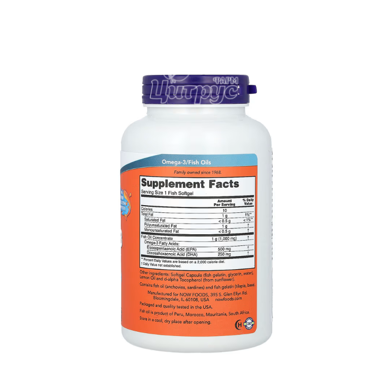 фото 2/Ультра Омега 3 Риб*ячий Жир 180 штук Нау Фудс (Fish Oil Omega Now Foods) рибні капсули