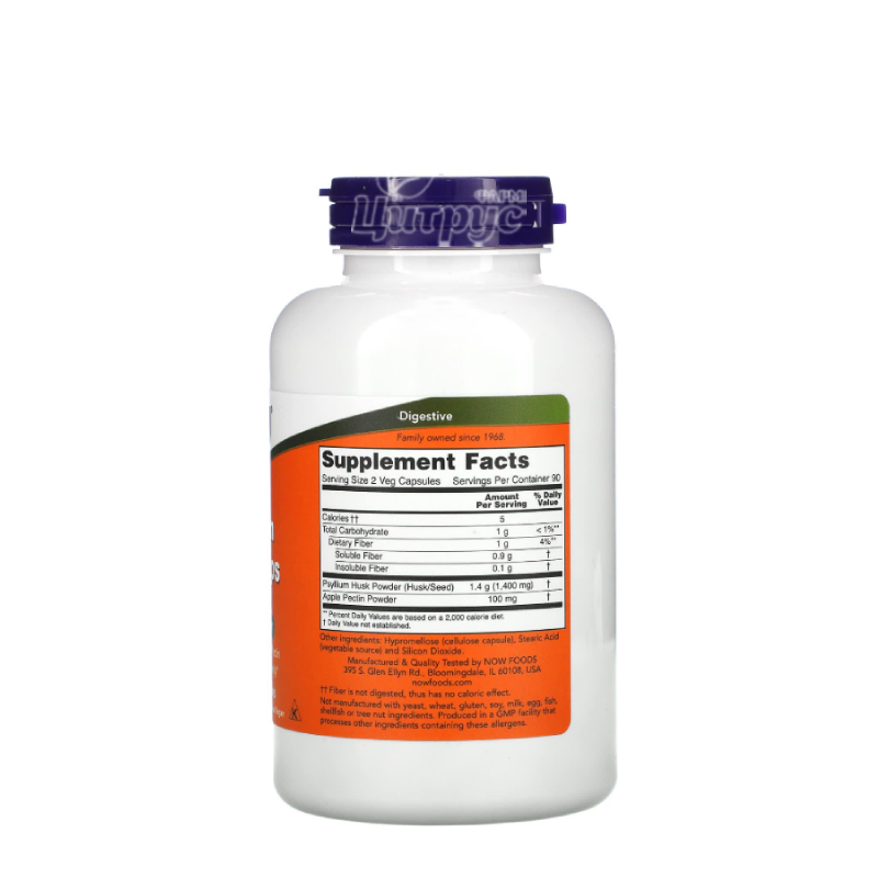 фото 2/Псилліум з пектином Нау Фудс 700 мг 180 штук (Psyllium Husk + Pectin Now Foods) капсули вегетеріанські