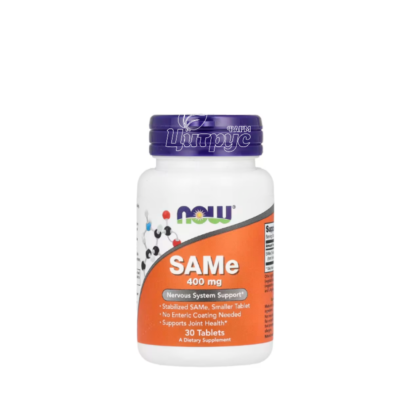 фото 1/S-аденозилметіонін 400 мг 30 штук (SAM-E Now Foods) таблетки