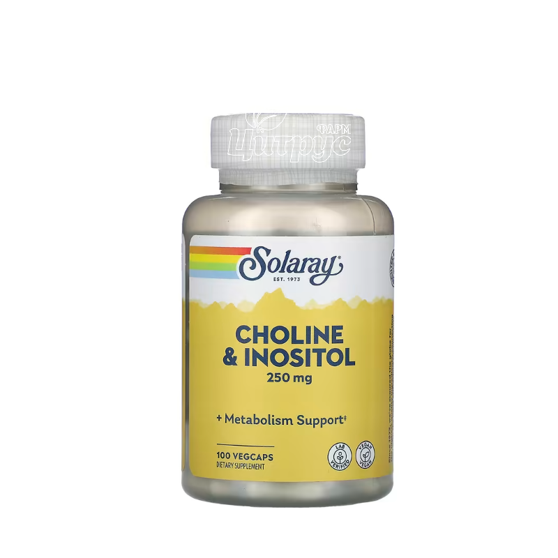 фото 1/Соларей (Solaray) Холін&Інозитол капсули 100 штук (Choline & Inositol)