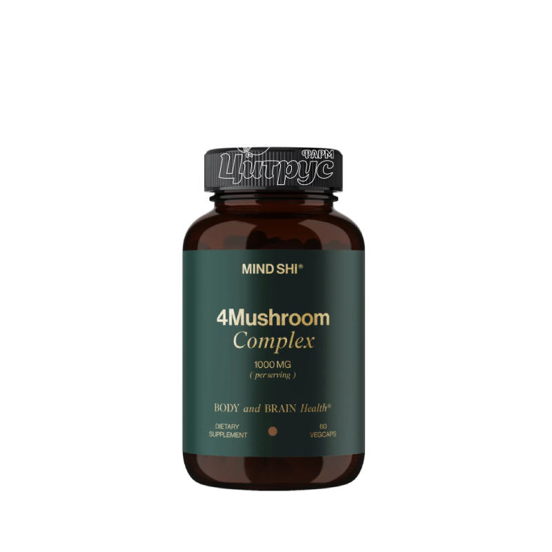 фото 1/Комплекс 4 грибів Mind Shi 4 Mushroom Complex 1000 мг капсули 60 штук