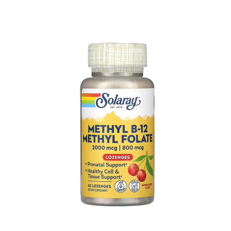 фото 1/Соларей (Solaray) Метил B12 Метилфолат 60 штук (Methyl B-12 & Methyl Folate) веганські капсули