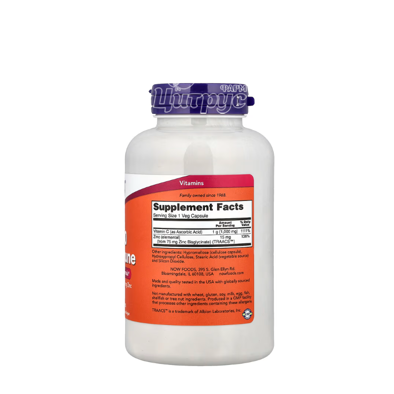фото 2/Вітамін С-1000 Цинк Імун 180 штук Нау Фудс (Vitamin C Now Foods) капсули