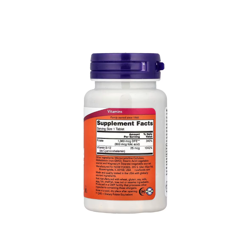 фото 2/Фолієва кислота 800 мкг 250 штук Нау Фудс (Folic acid Now Foods) таблетки