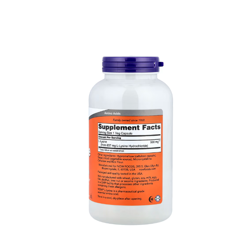 фото 2/L-Лізин 500 мг 250 штук Нау Фудс (L-Lysine Now Foods) Незамінна амінокислота капсули