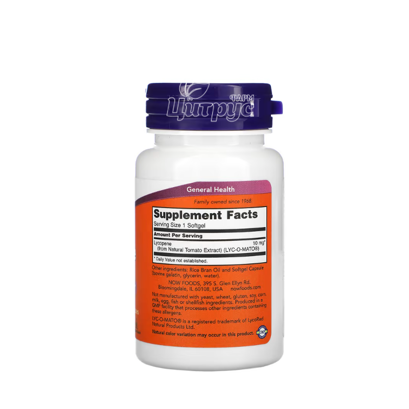 фото 2/Лікопін Нау Фудс 10 мг (Lycopene Now Foods) капсули 60 штук