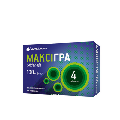 Максігра таблетки вкриті оболонкою 100 мг 4 штуки