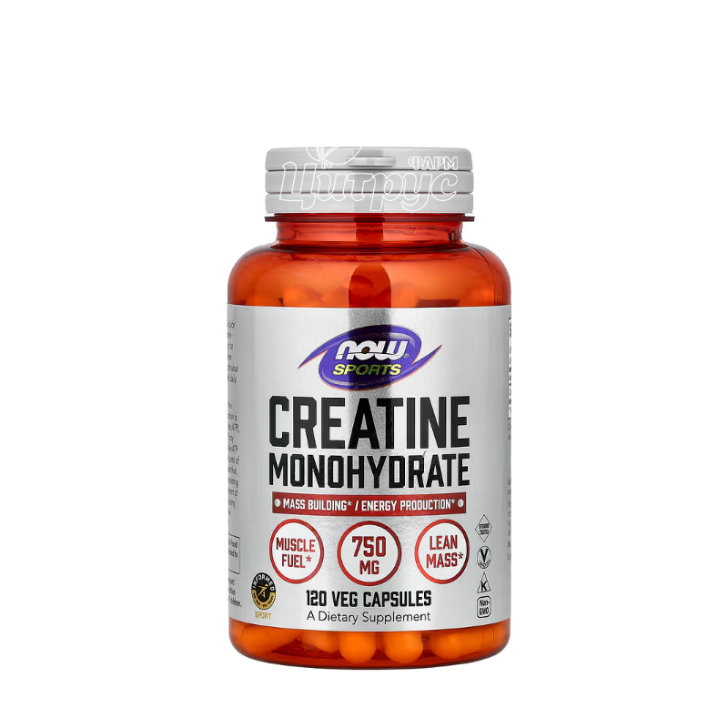 фото 1/Креатин моногідрат Нау Фудс 750 мг 120 штук (Creatine Monohydrate Sports) капсули